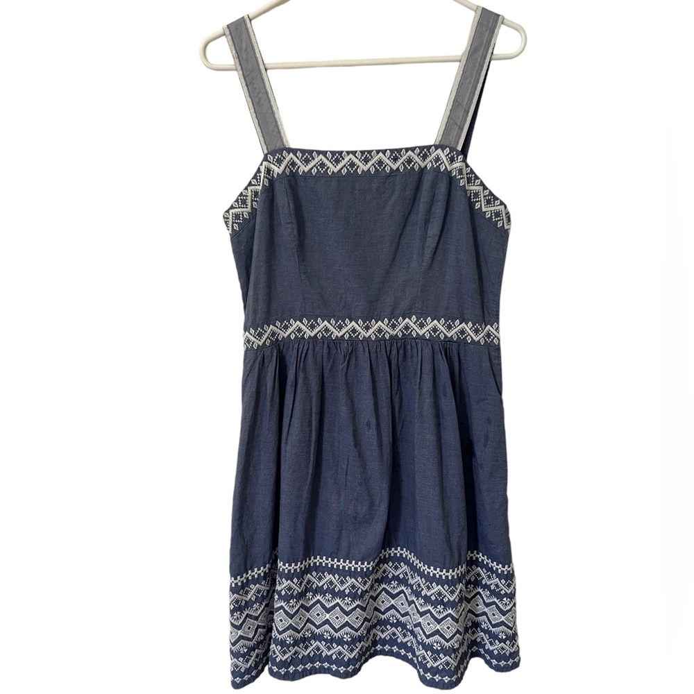 100% COTTON AZTEC PRINT EMBELLISHED SLEEVELESS SUN DRESS SIZE 10 JESSICA…